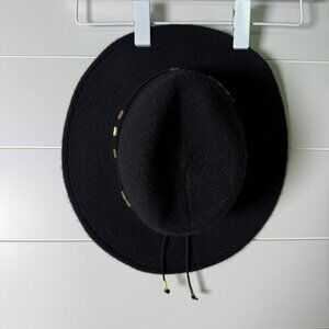 Something Special 100% Wool Black Hat with Gold Colored Beads
